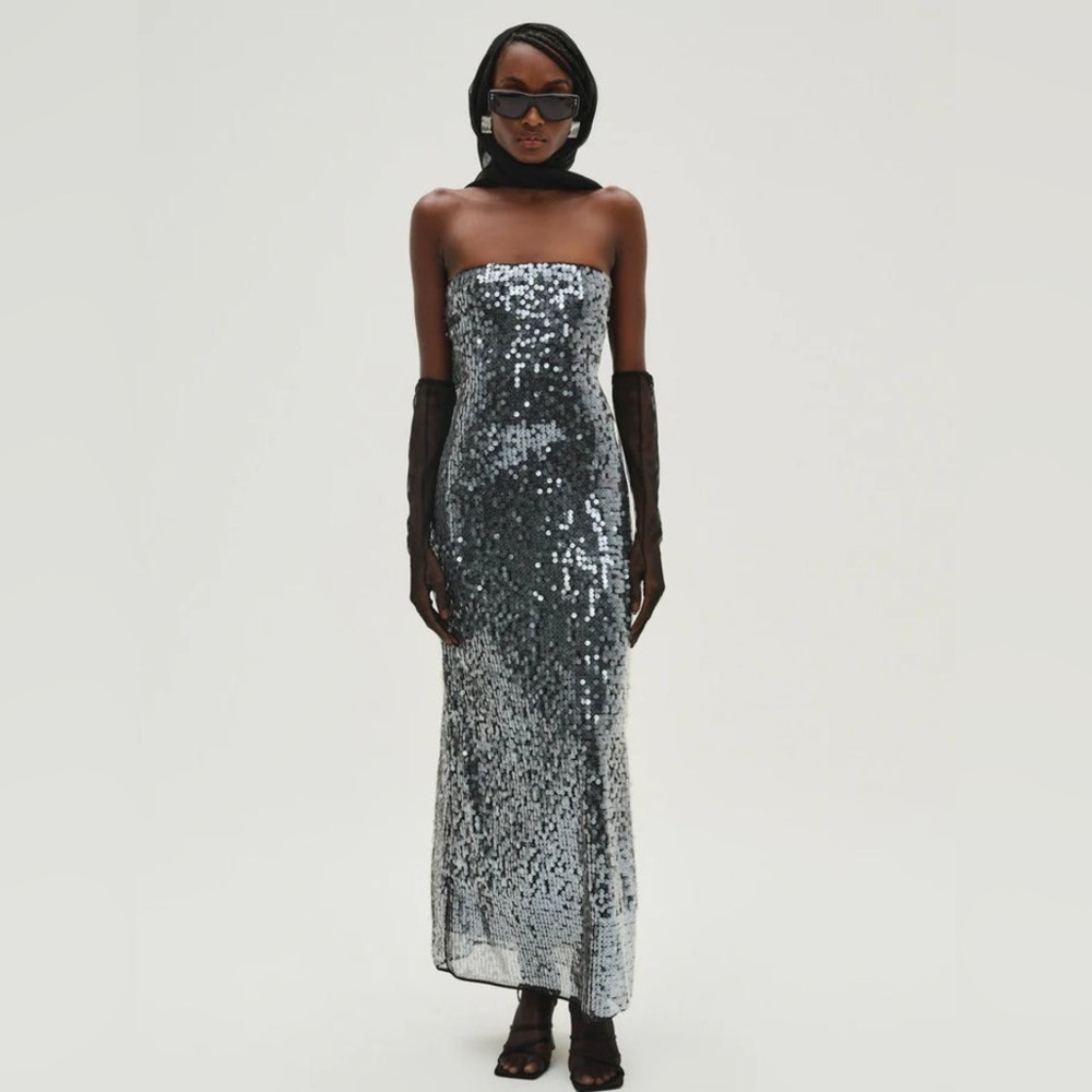 Black For Love And Lemons “Christelle” Sequin Maxi Gown Size Small NWT